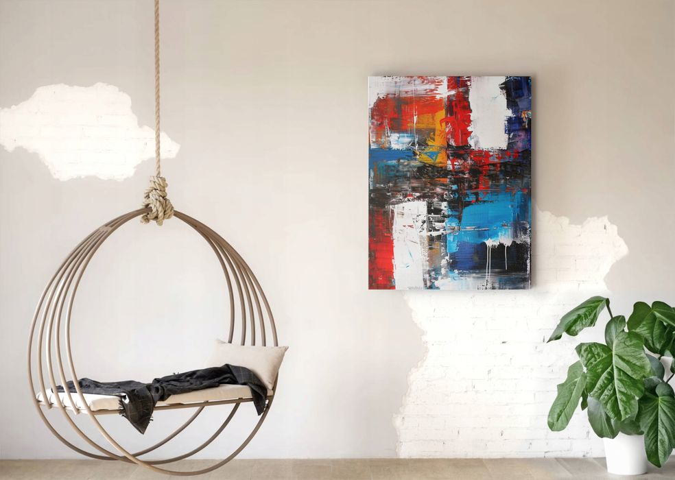 Obraz na płótnie "Abstrakcyjne Linie i Kolory" 90x120 cm