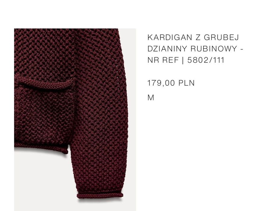 Kardigan ZARA z grubej dzianiny