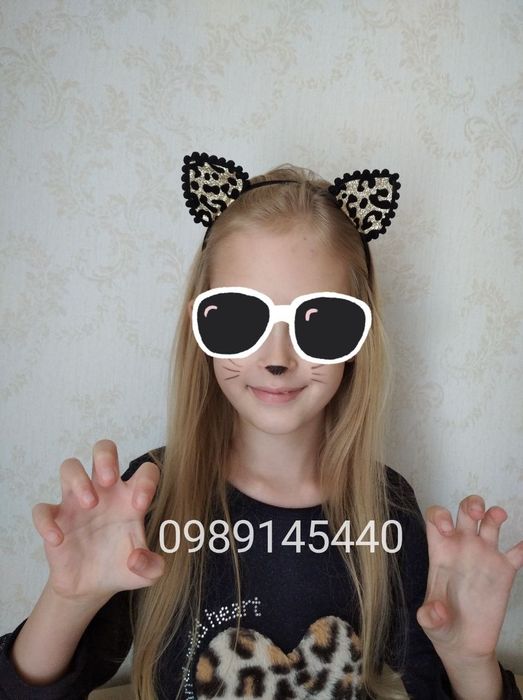 Обруч з вушками леопардовий вушка кішечки