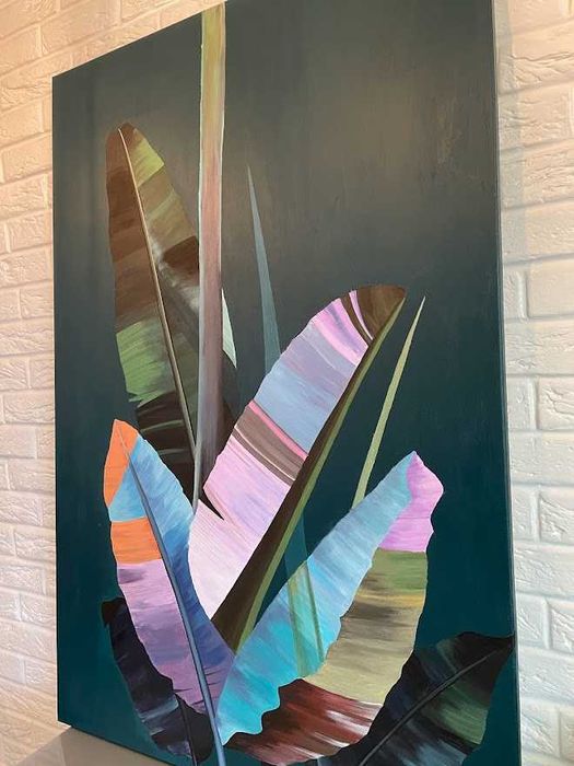 Картина интерьерная 80х120см Акрил. Банановый лист. На подрамнике