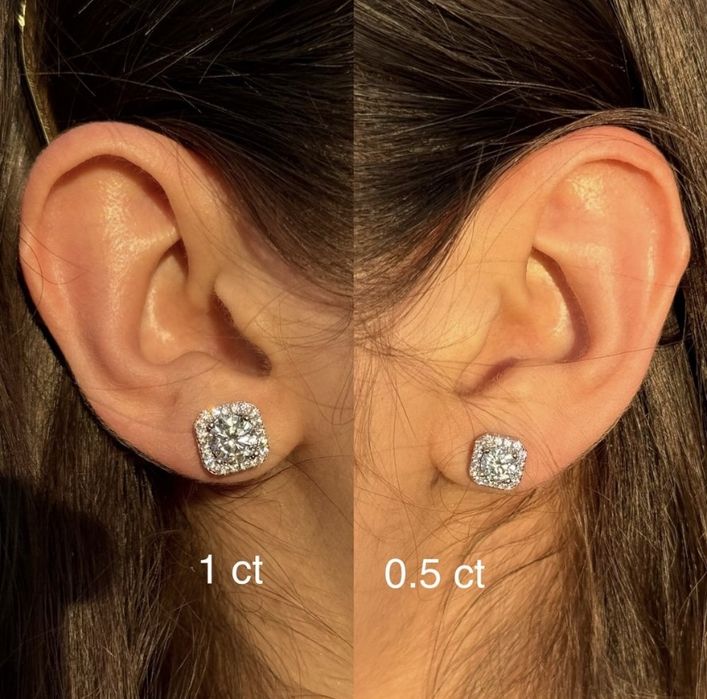 Сережки з муассанітами 1 та 2 ct