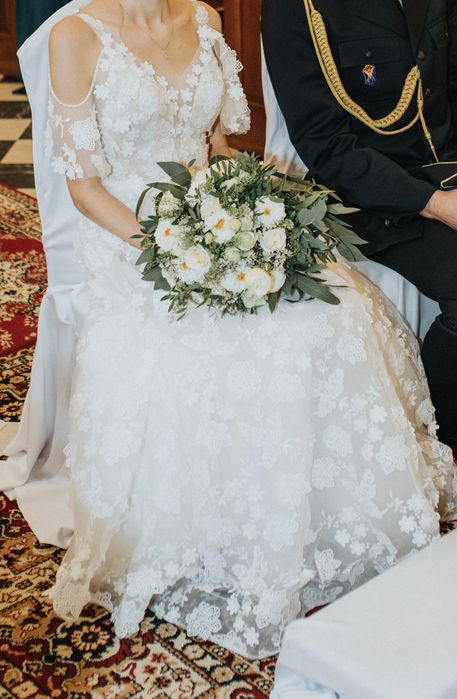 Suknia ślubna w stylu boho/rustykalnym + welon