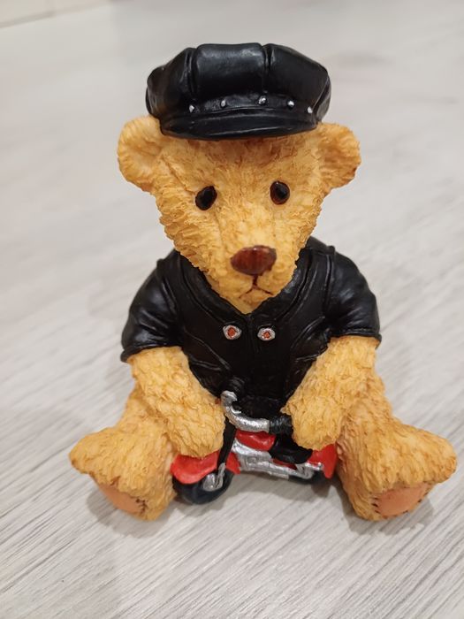 Boneco urso peluche motard- Novo na caixa