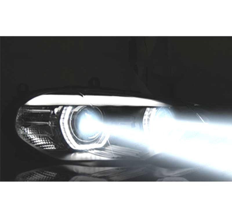FARÓIS LED BMW X5 E70 07-13 OEM XENON ANGEL EYES PRETO