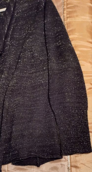 Casaco malha fina preto c/ efeitos brilhantes