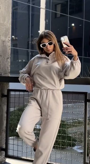 Спортивний костюм світлий беж zara худі на затяжках джогери  molino