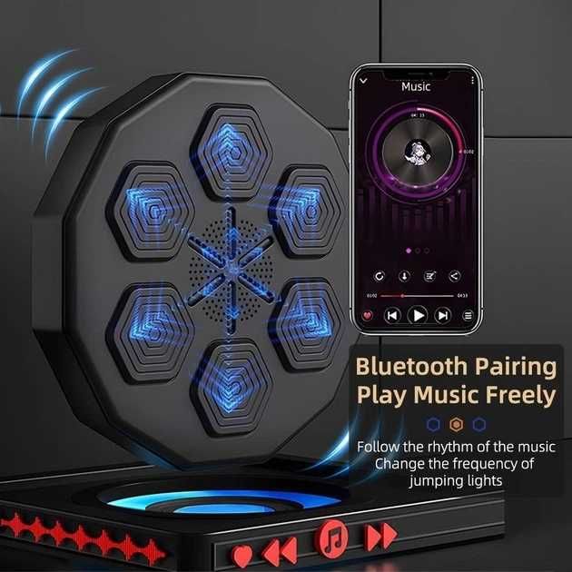 Музична інтелектуальна боксерська груша + перчатки, машина тренажер з LED підсвіткою