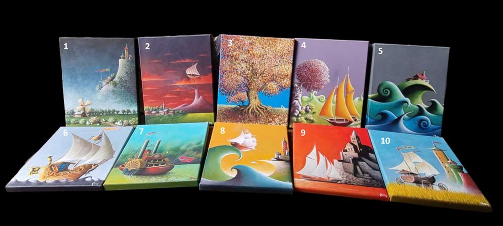 Quadros pintados à mão sobre Tango e sobre o Mar