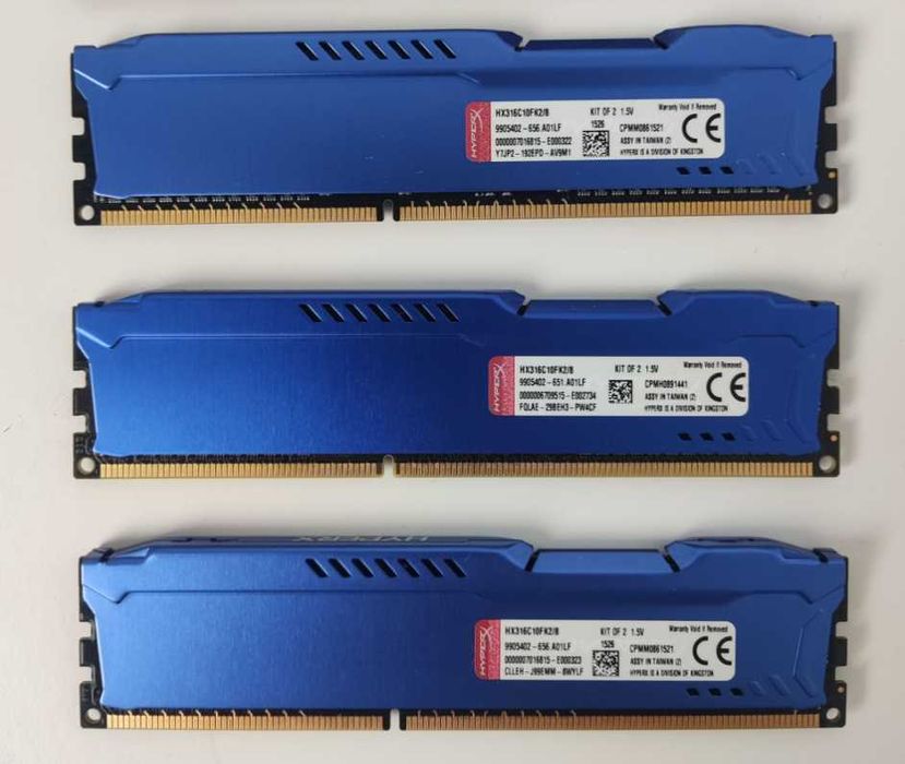 3x HyperX Fury RAM DDR3  4gb 1600mhz