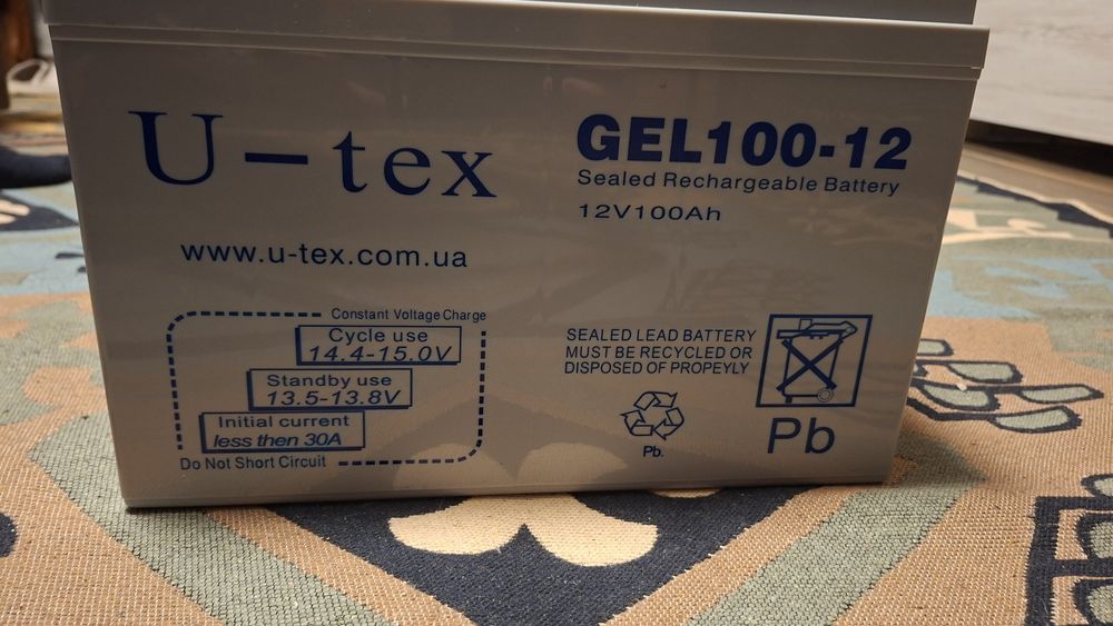 Акумулятор гелевий 100Ah U-tex Gel100-12 для ДБЖ, котла(В НА