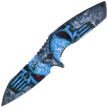 Nóż składany ratowniczy Third Decor Habitat K2944 3D Blue Skull Steel, 3D Blue Skull 420 (TH-K2944)