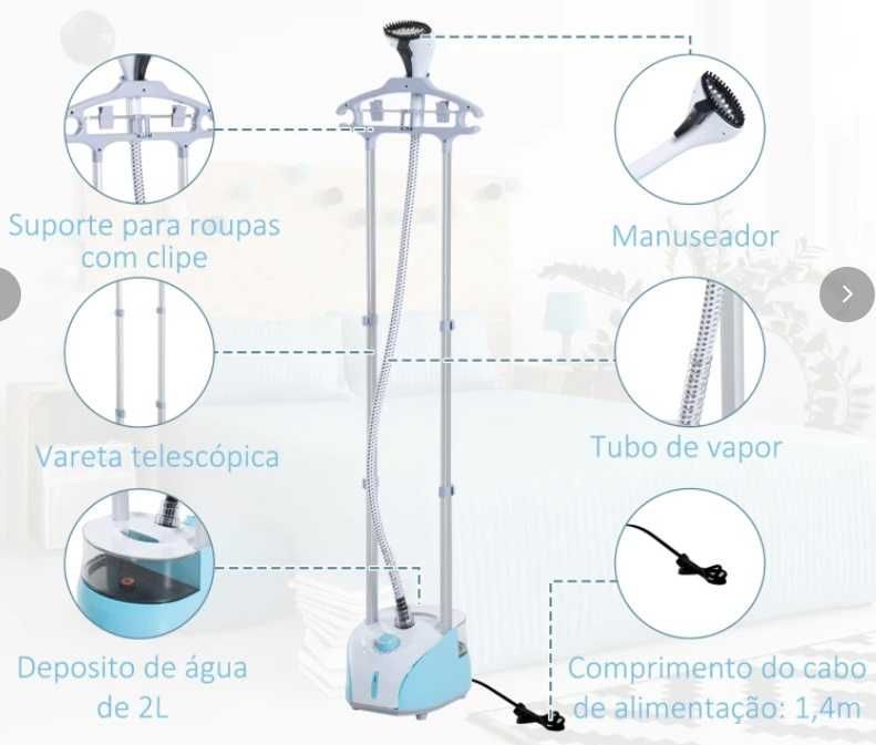 HOMCOM Ferro de Engomar a Vapor para Roupa 1800W