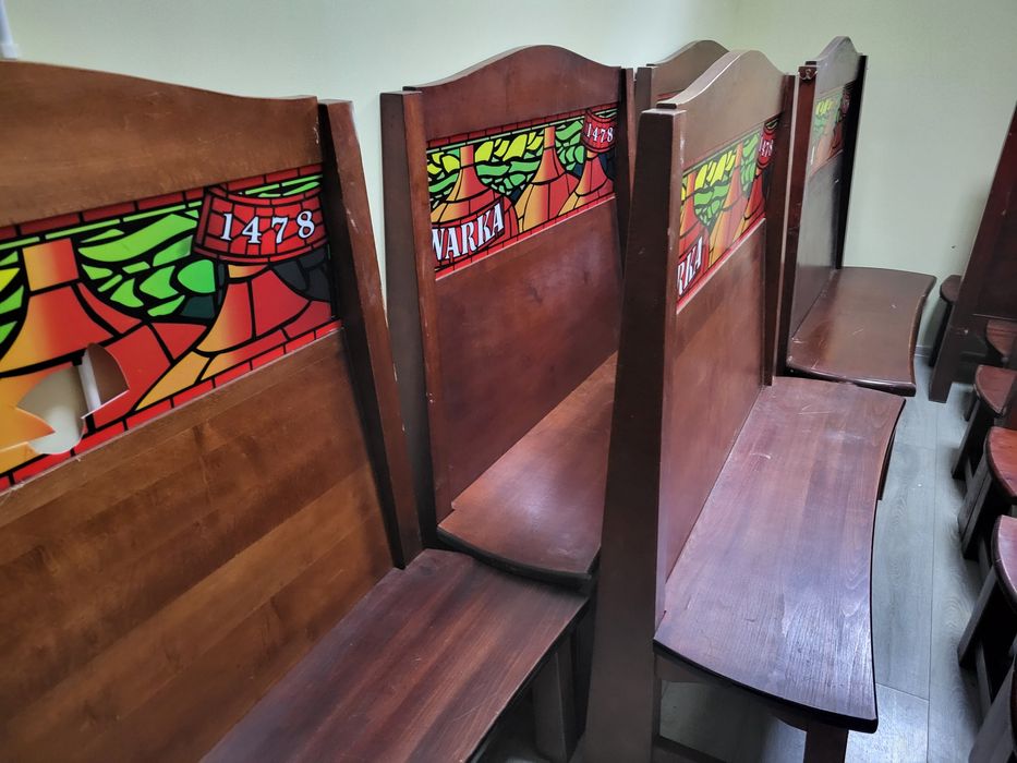 Stoły ławy meble solidne grube drewno  wyposażenie bar pub restauracja