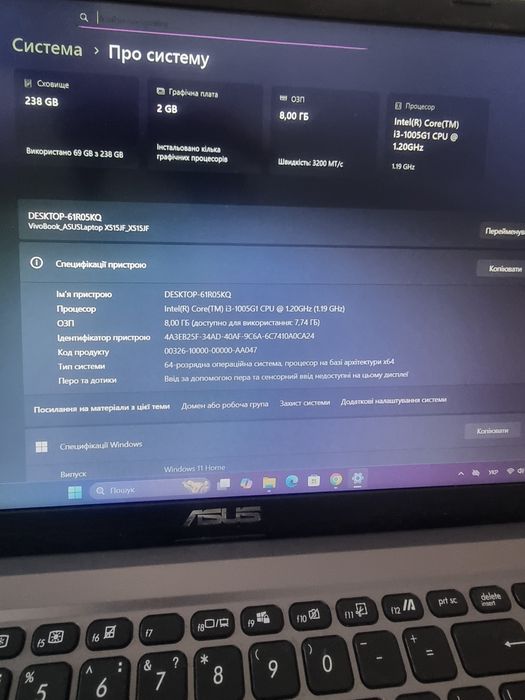 Asus x515j core i3,8/256,видеокарта 2g