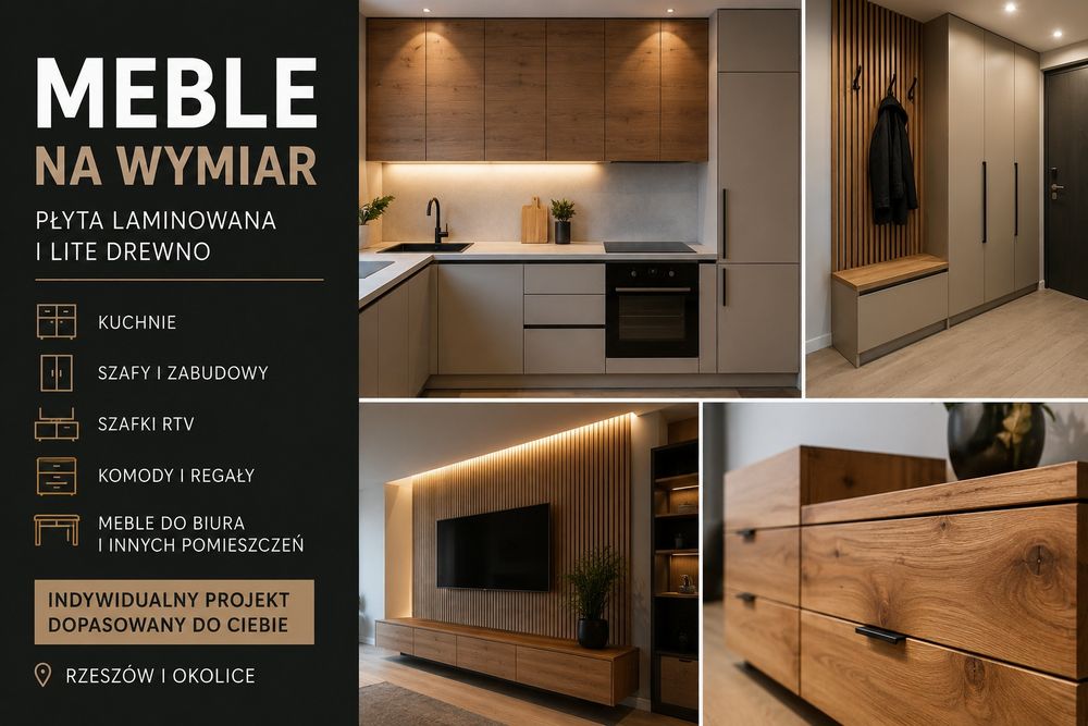 Meble na wymiar płyta laminowana i lite drewno Rzeszów okolice