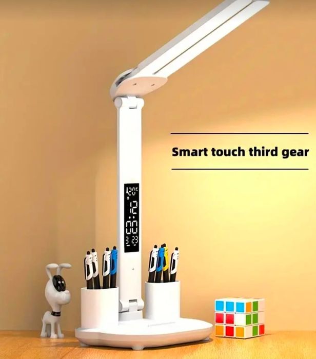 Настольная лампа  с часами и термометром
