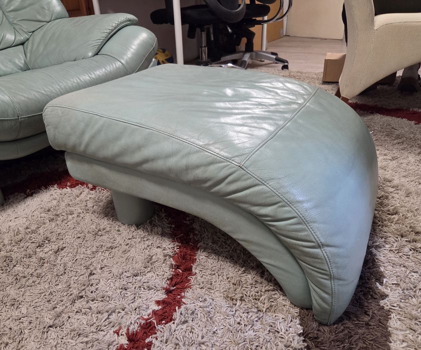 Fotel Kler z podnóżkiem, skóra naturalna