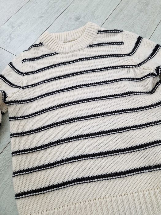 Shein kremowy sweter w paski M
