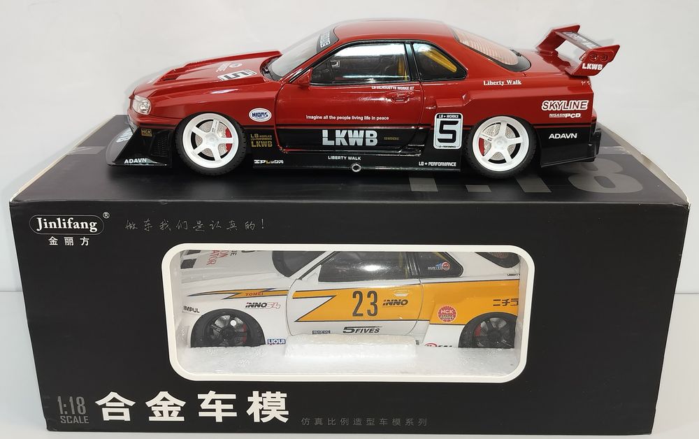 (2点) Nissan LB-ER34 Silhouette SKYLINE Nissan Skyline LB-ER34 Super Silhouette модель 1:18