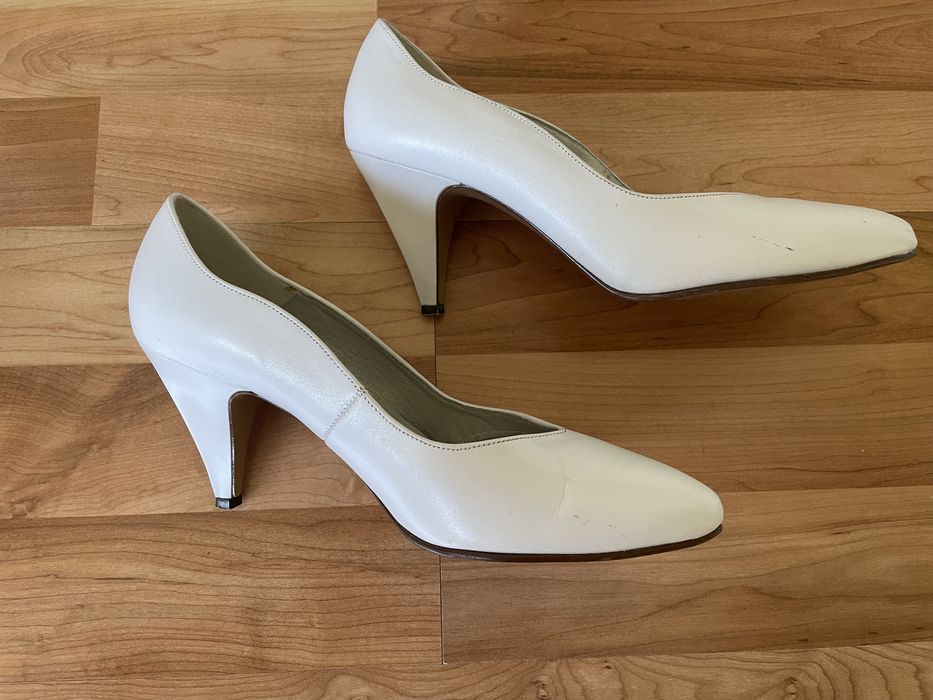 Buty ślubne skórzane białe 37
