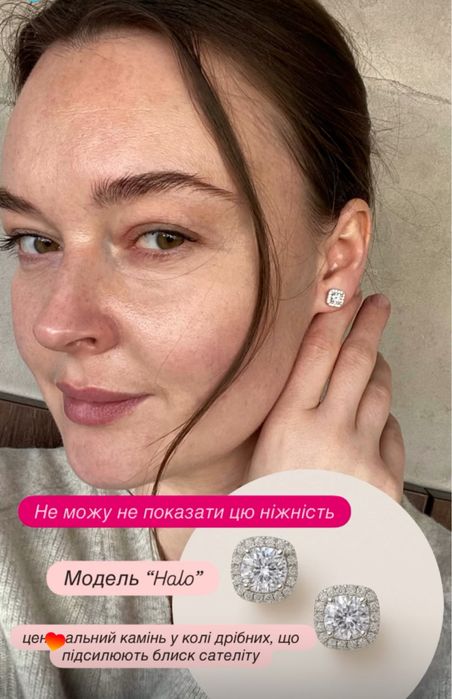 Серебряные сережки гвоздики с бриллиантами-муассанитами