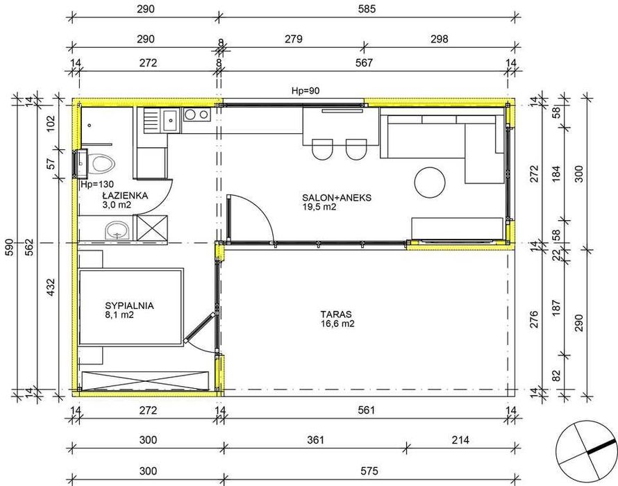 Dom modułowy 35 m2 całoroczny, duże przeszklenia