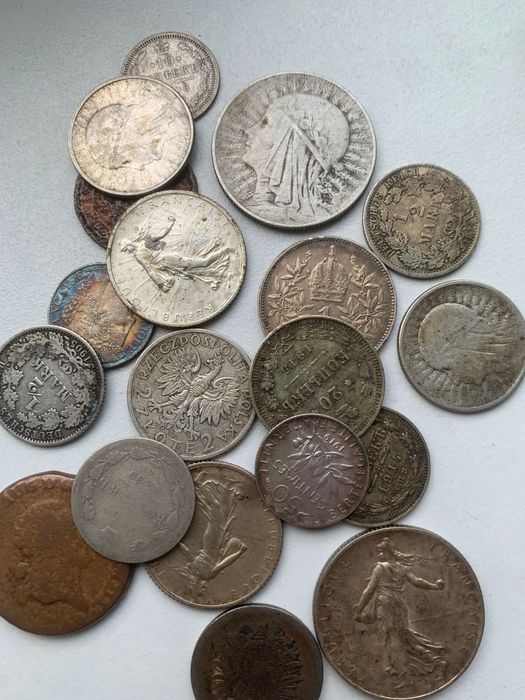 Monery 5 zł 1933 rok głowa kobiety 1/2 Mark 15 kopiejki  20 monet