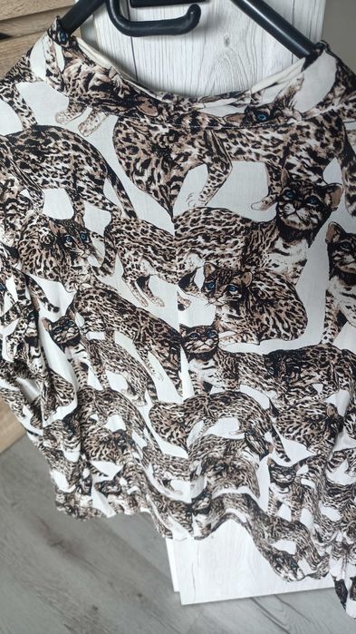 Piękna bluzka wiskoza dzikie koty pantera animal print