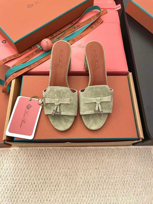 Damskie klapki Loro Piana My Charms na obcasie
