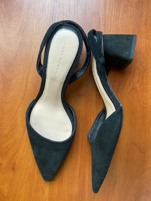 туфли слингбэки мюли босоножки ZARA замшевые