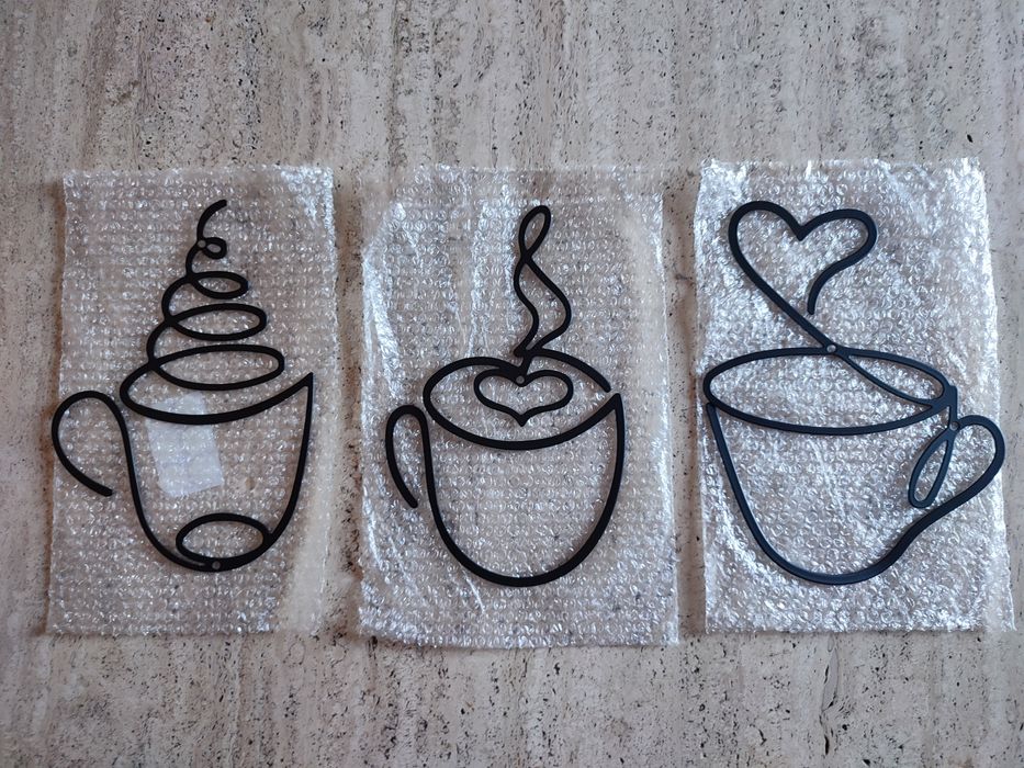 Decoração ferro 3 chávenas café chá