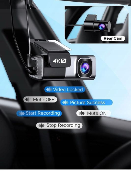 Wideorejestrator Przód Tył 4K Wifi 5G Karta Pamięci 64GB Navycrest Q7