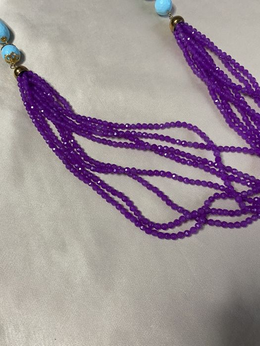 Colar, lindo com pedras ametista e turquesa