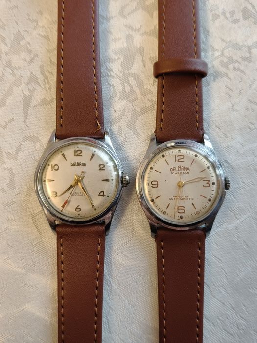 Zegarek męski mechaniczny Delbana ze skórzanym paskiem 17 kamieni