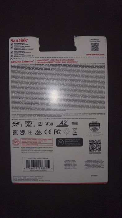 SanDisk Extreme microSDXC 256 GB UHS-I + adapter