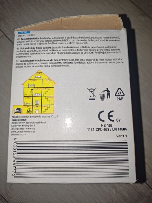 Czujnik dymu unitec 4 sztuki