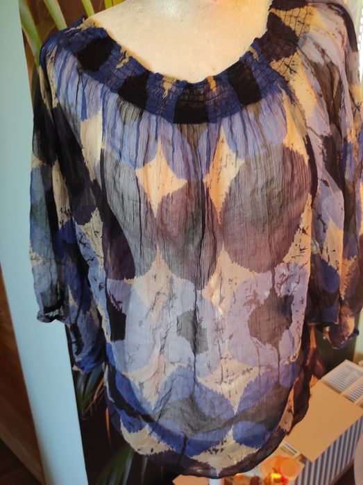 Duża bluzka 3/4 rękaw przezroczysta Tatuum rozmiar 40