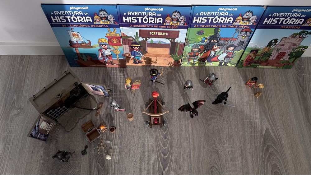 Playmobil prisao medieval + 9 bonecos + catapulta +acessorios+livros