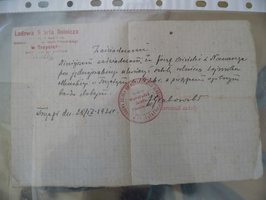 Trzyciąż. Wolbrom.Wodzisław. Jędrzejów. Dokument z 1930 roku.
