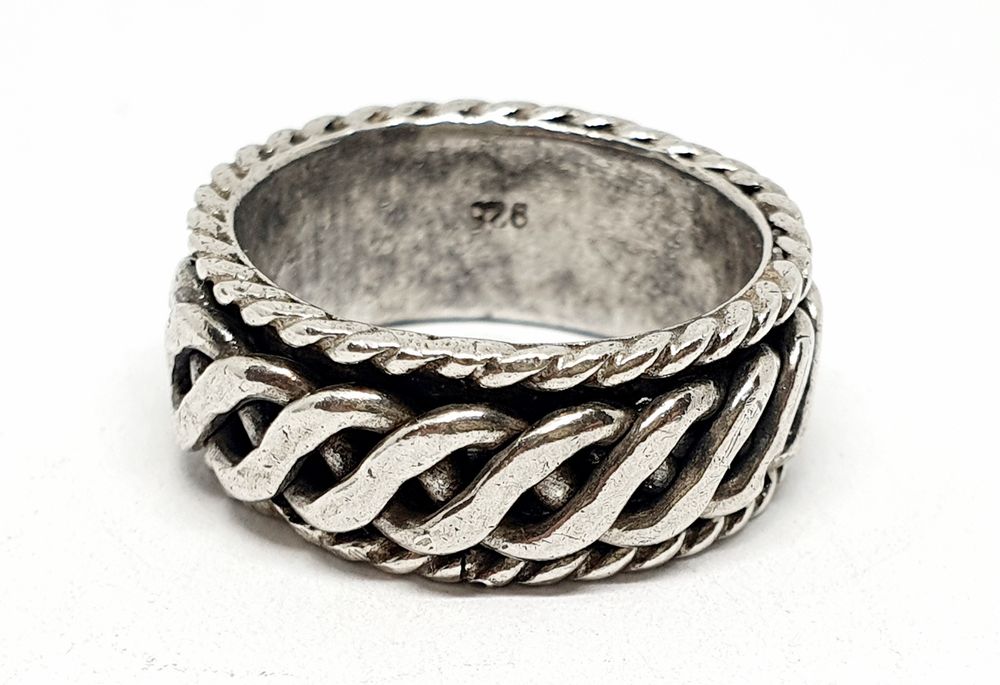 Srebrna obrączka plecionka ruchoma