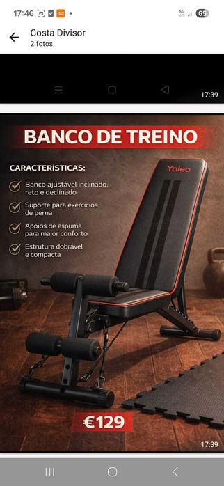 Máquina Ginásio 129€. Oferta de Saco box