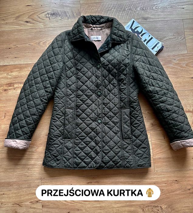 Kurtka przejściowa pikowana khaki wiosenna XS S oliwkowa klasyczna