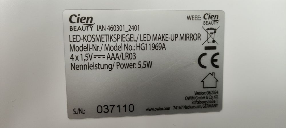 Lusterko kosmetyczne LED - nowe