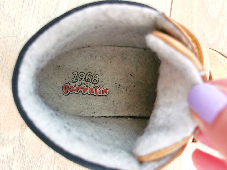 Buty ocieplane skórzane Garvalin 33 na wysokie podbicie