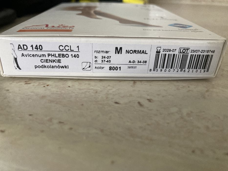 Podkolanówki uciskowe 1 stopień kompresji cienkie r M