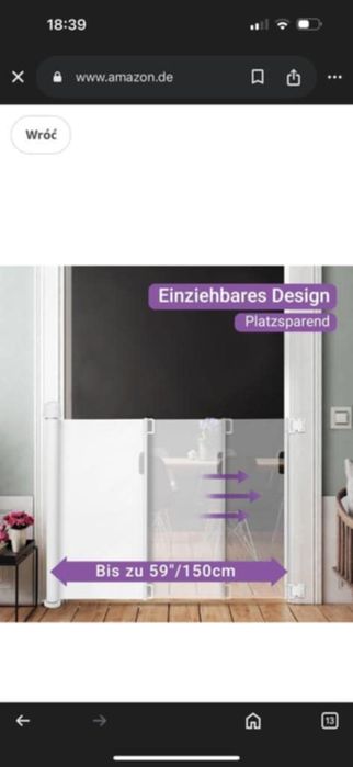 Barierka ochronna na schody do drzwi 88,5 × 180 cm