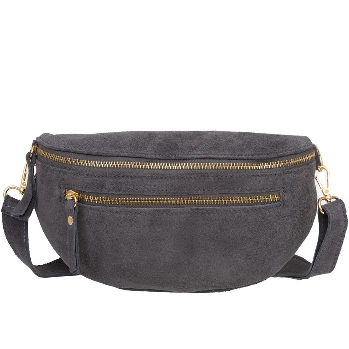 VERA PELLE nerka zamszowa saszetka biodrówka V677 c.szara