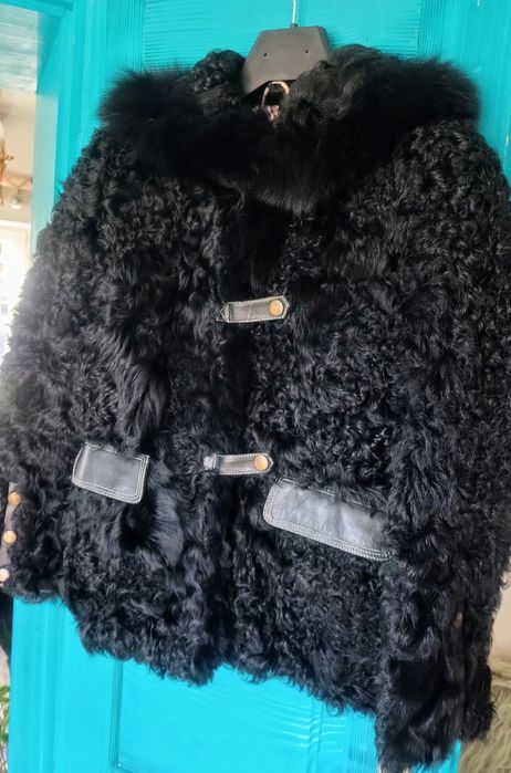 Futro naturalne koza lis z kapturem panda