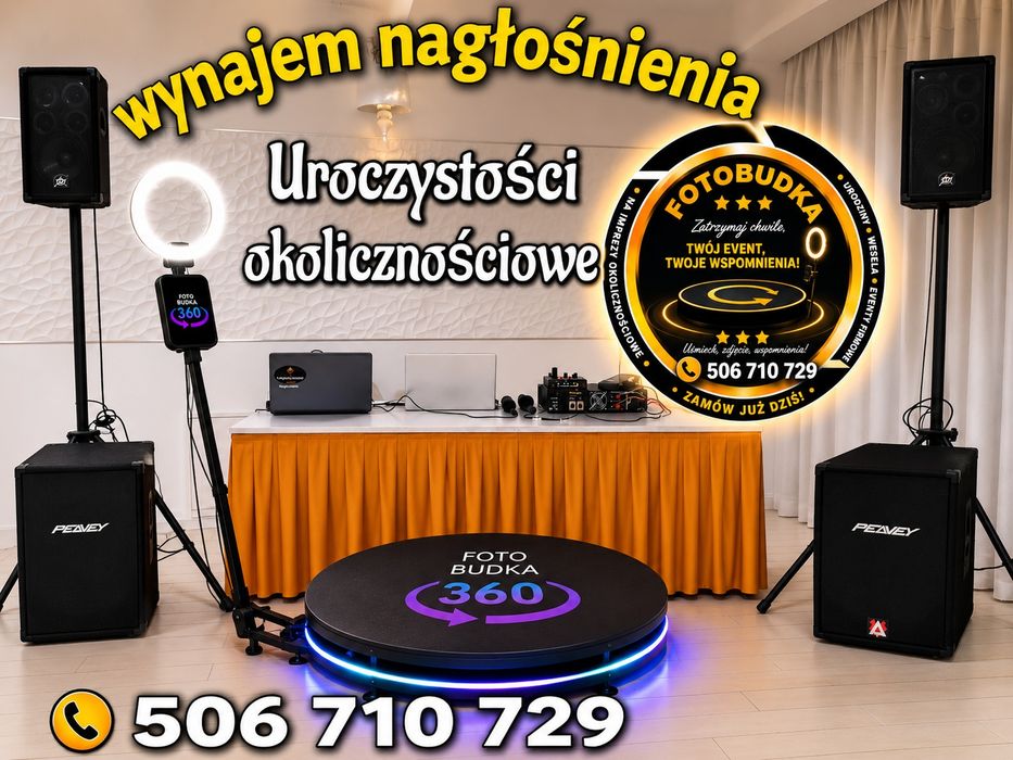 Wynajem nagłośnienia oraz fotobudki 360