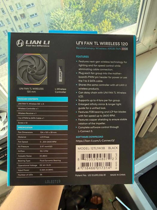 Lian Li UNI FAN TL Wireless LCD 120 Reverse Blade 3-pack + kontroler NOWE